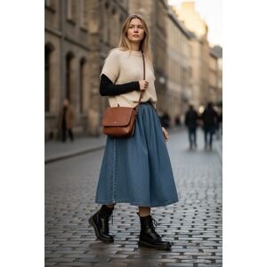 Vintage 90s Eddie Bauer Denim Maxi Skirt Womens Size 10 Blue Cotton A-Line